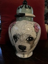 Custom Portrait MEMORIAL Pet dog Lhaso Apso Poodle cremation ASHES poodle yrn