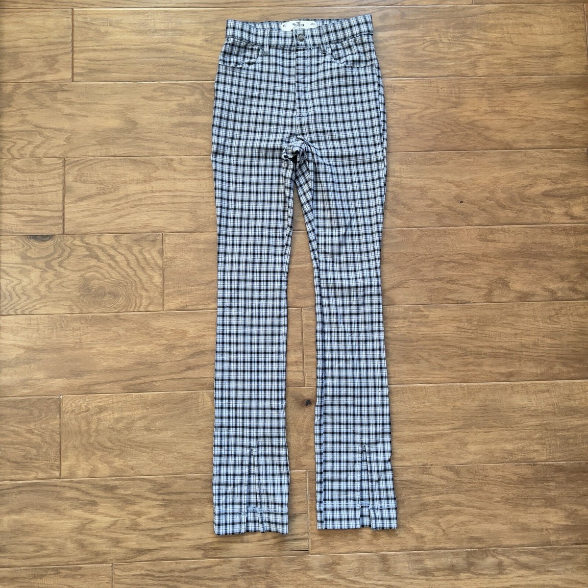 Hollister Pants Size XS Blue Black White Ultra High-Rise Plaid