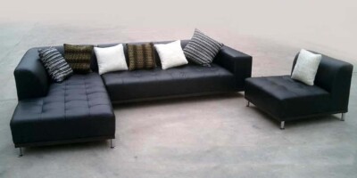 Modern Contemporary design black Leather Sectional Sofa 4 pieces set #1707