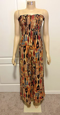 LADIES L ANGIE ONE PIECE RAYON COLORFUL TRIBAL JUMPSUIT ROMPER STRETCH TOP - EUC