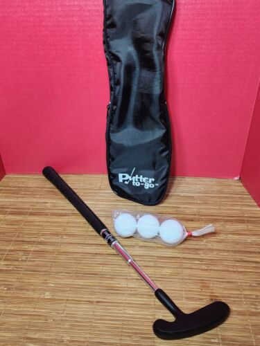 PUTTER TO GO Travel Collapsible Adjustable Putter Golfing Case Kit W/ Balls New