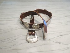 STERLING SILVER ALL VOGT BERRY CONCHO BELT 3 PIECE MATCHING BUCKLE SET