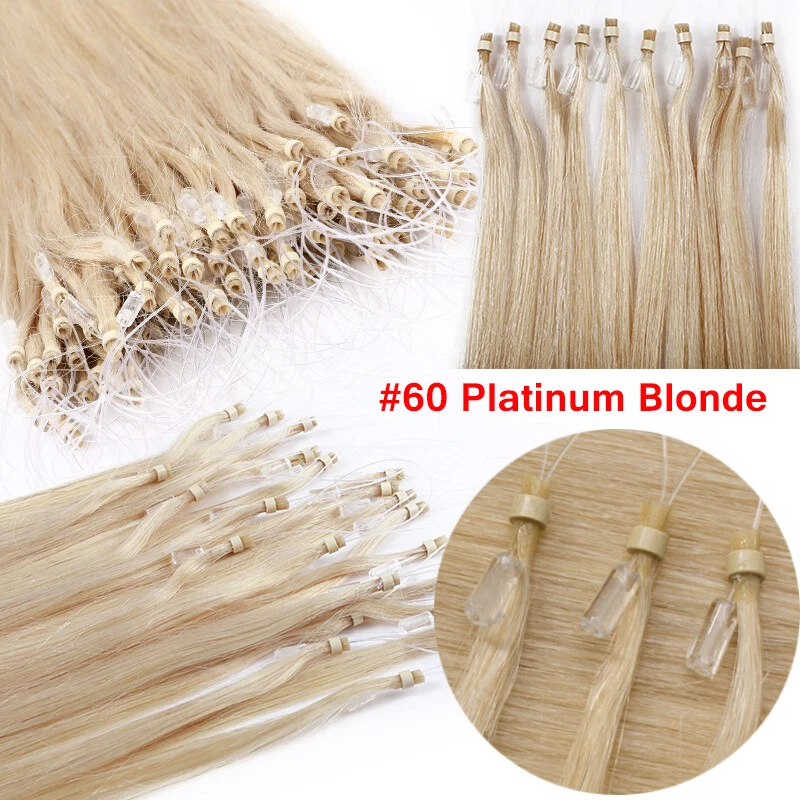 Micro Ring Loop Tips Real Remy Human Hair Extensions Micro Beads Link Full Head - Image 4 of 4