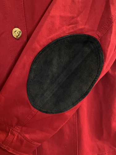 St John sport size S Red black Gold Buttons Blazer Jacket velvet top - Picture 3 of 12