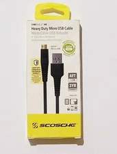 Heavy Duty REVERSIBLE Micro USB SCOSCHE HDEZ41 EZTIP 4ft Charging Wire NEW 
