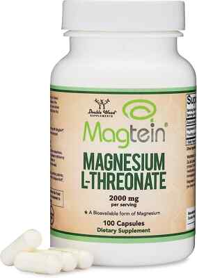 Doppelholz Magnesium L Threonat Ergänzung | 2000 mg pro Portion | 100 Kapseln