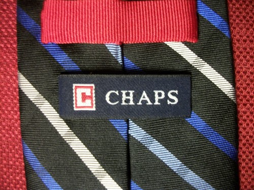 CHAPS Silk Neck Tie Stripe Black/Blue/Silver *NEW* - Picture 3 of 5