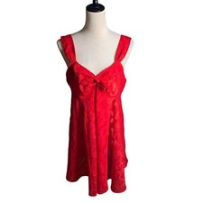 Vintage Victoria's Secret Gold Label Red Sheer Lace Babydoll Fairy Slip Dress M