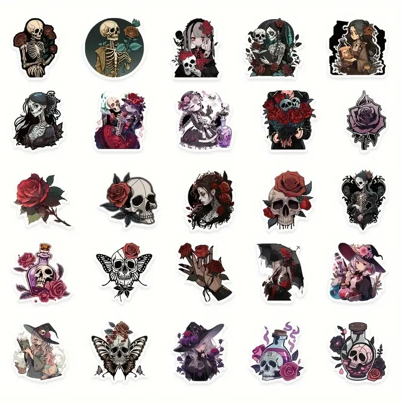 50 Pack of Red Gothic Stickers for Laptop/Water Bottle/Phone Case/iPad/Notebook