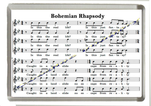 Queen  - Bohemian Rhapsody - Song Lyrics  - Fridge Magnet Jumbo Size 90mm x 60mm - Picture 1 of 3