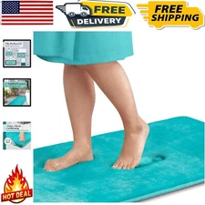 Elegant Teal 17" x 24" Memory Foam Bath Rug - Soft, Quick Dry, Non-Slip
