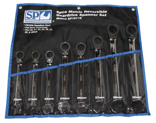 SP Tools Wrench Spanner Set Metric 15° 8pc Offset Reversible Geardrive SP10118 - Picture 2 of 2