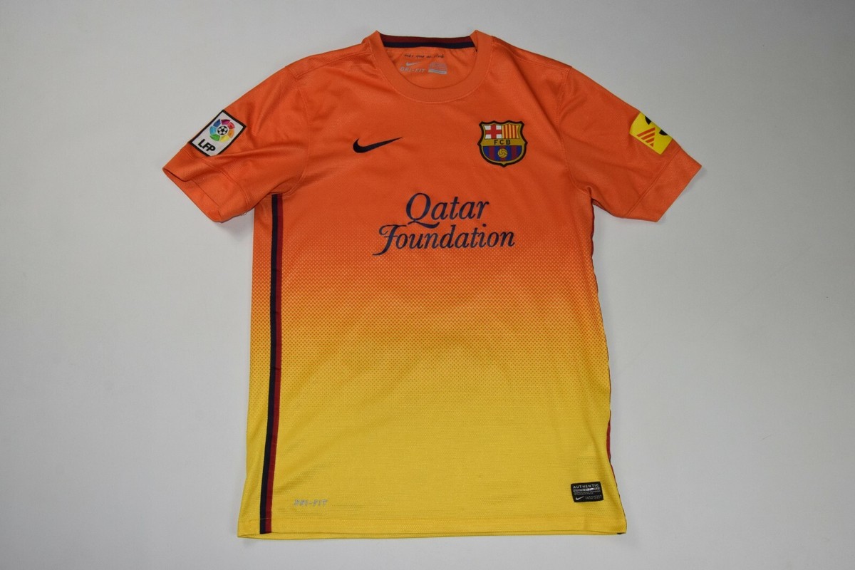 fcb barcelona shirt orange nike jersey qatar lfp kit size S small