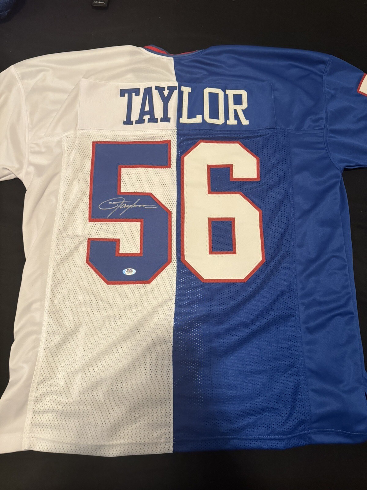 Lawrence Taylor Autographed Signed CUSTOM JERSEY HALF BLUE HALF WHITE PSA COA! 