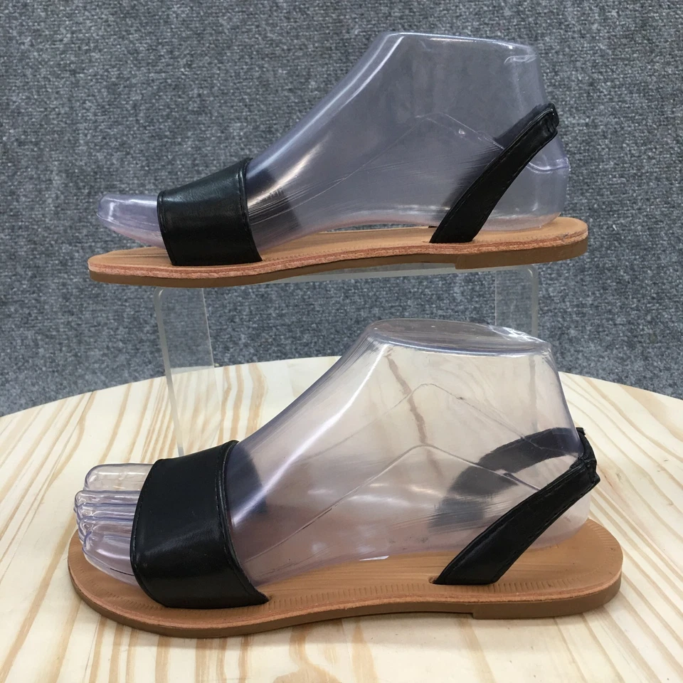 Sandalias planas Forever 21 para mujer 6 sin cordones negras marrones imitación cuero Foto 2 de 4