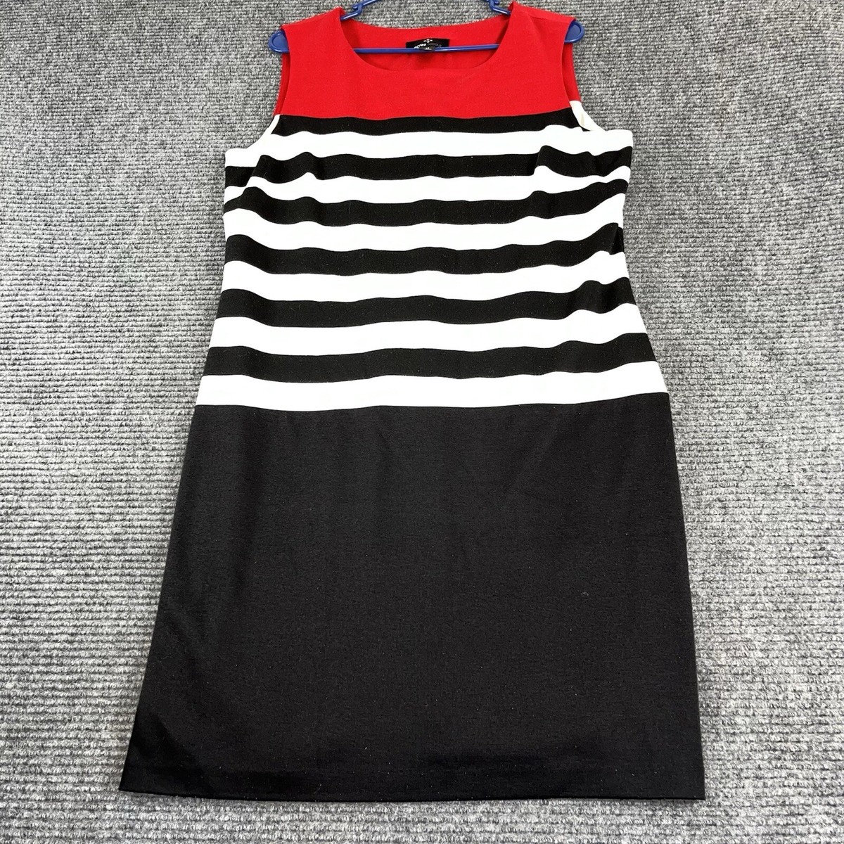 Ronni Nicole dress womens 14 red black white sleeveless shift lined knee  length*