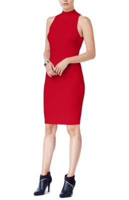 New Bar III Women's Mock-Neck Ribbed Bodycon Dress (Chili Red XXL) | eBay