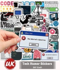 50 Pcs Computer Tech Humor Self Adhesive Stickers Pack Scrapbook Laptop Suitcase