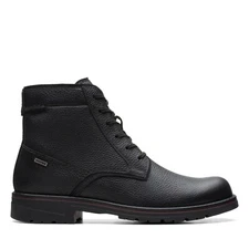 NEW MEN CLARKS MORRIS HIGH BLACK TUMBLED WATERPROOF LEATHER LACE UP BOOTS