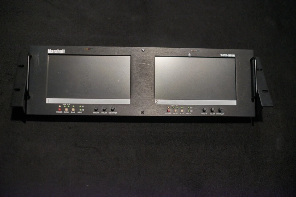 Marshall Electronics V-R72P-2HDSDI Dual 7" LCD Monitor with power cord. - Image 3 of 4