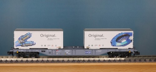 Fleischmann 825205, Spur N, SBB Containertragwagen + 2 AMAG Cont. Epoche 6 | Zustand: Neu