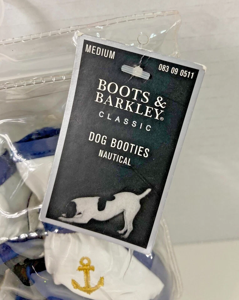 Juego de 4 botines para perros con tema náutico azul y blanco de hasta 12 libras Foto 2 de 4
