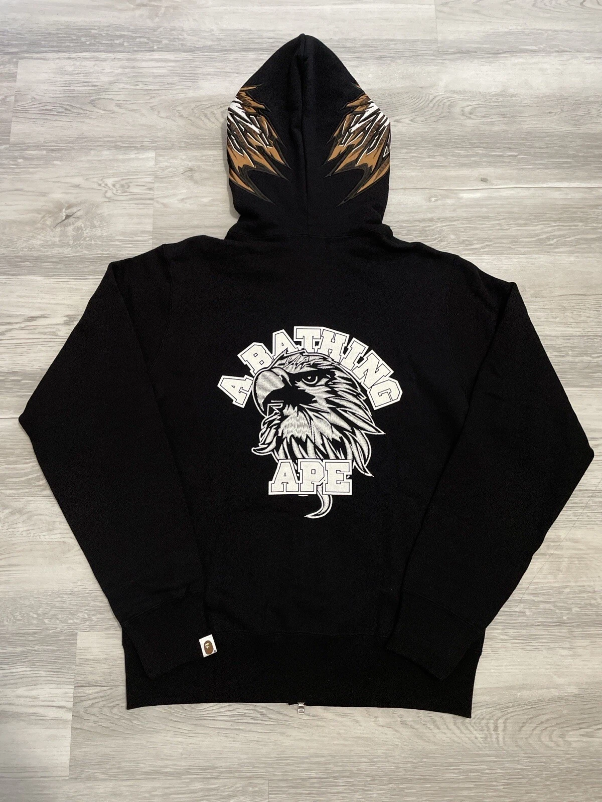 A BATHING APE (BAPE) Felpa con cappuccio aquila cerniera intera Bape taglia grande nuova con etichette