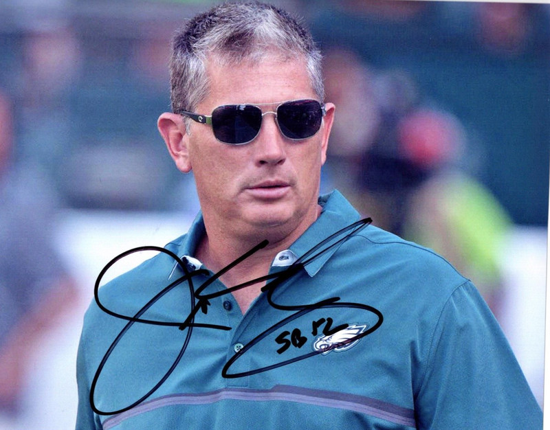 Jim Schwartz Philadelphia Eagles autograph signed football photo 8x10 SuperBowl!
