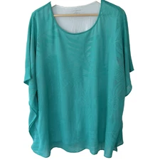 Catherines Top Size 2x Layered Floral Print Coastal Vacation *