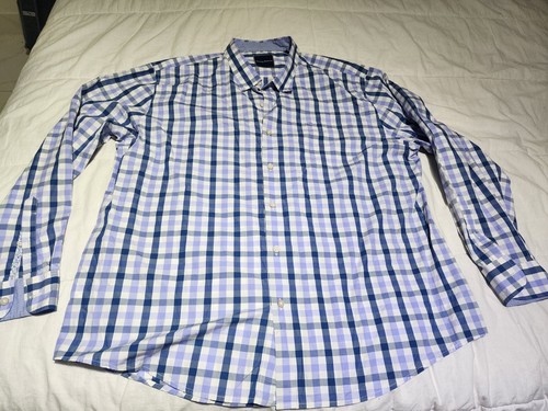 Tommy Bahama Hombre Camisa Azul Blanco Cuadros 3XL Manga Larga 100% Algodón Pima Cuello - Imagen 2 de 7