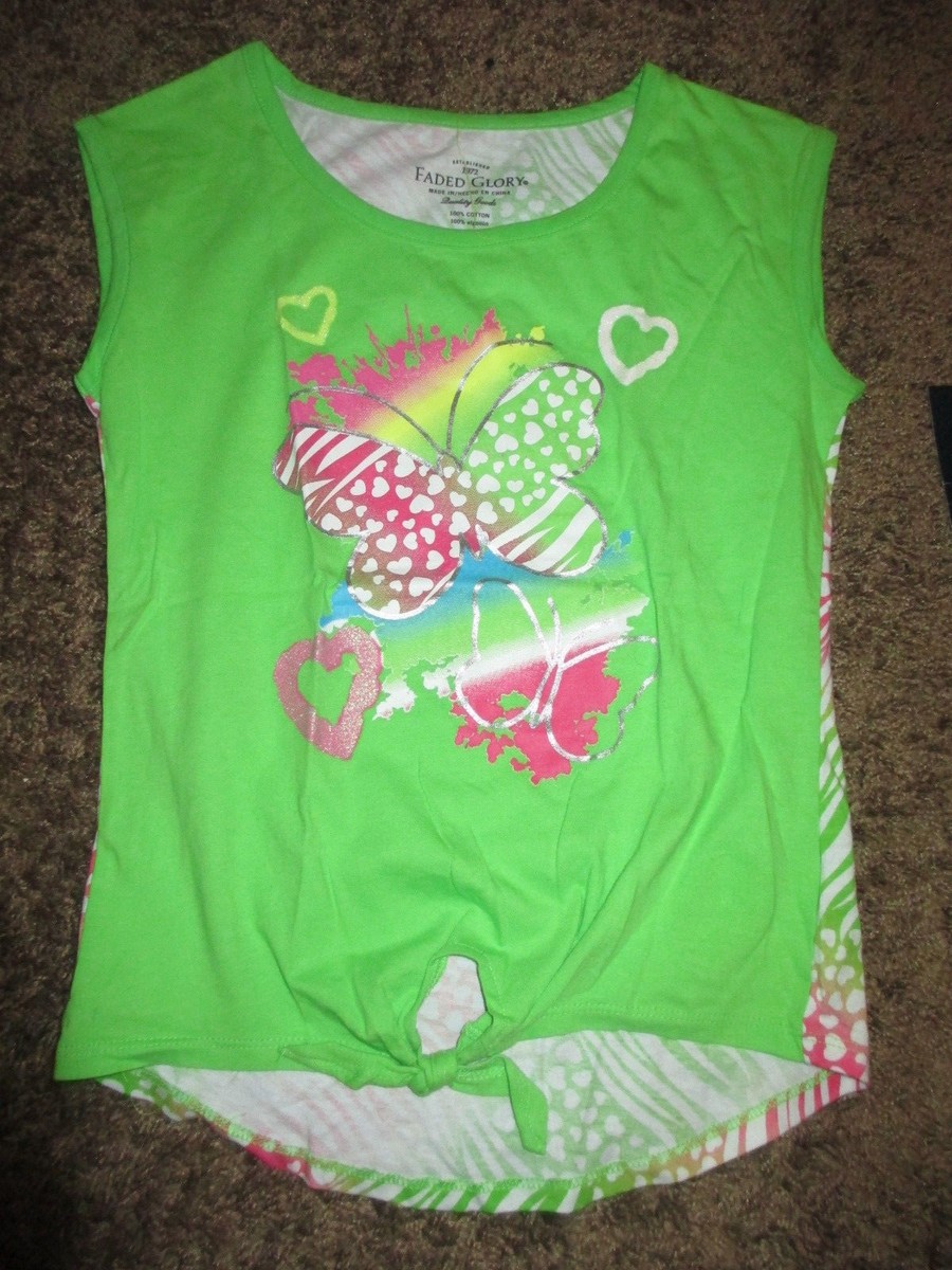 Girls Green Faded Glory Size 8 Butterfly Shirt NWOT | eBay