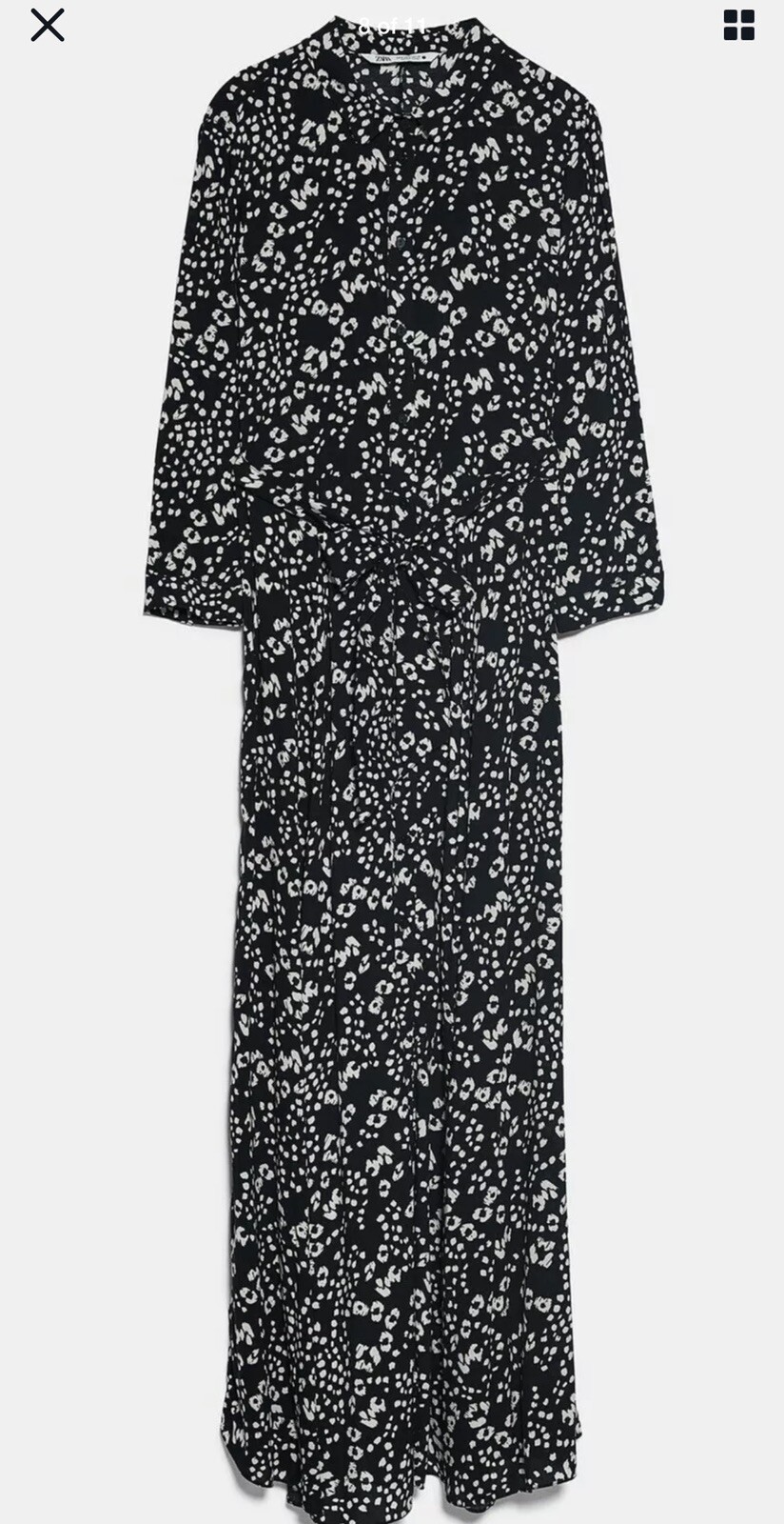 *SOLD OUT* NEW ZARA BLACK LEOPARD PRINT MIDI SHIRT DRESS SIZE XL