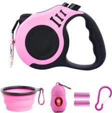 PETIMP Retractable Dog Leash Lightweight 16FT Leash, with Folding PINK
