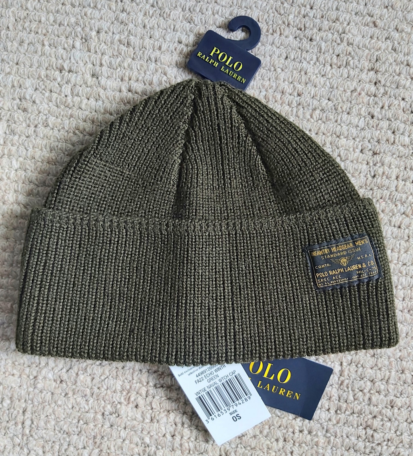 Genuine POLO RALPH LAUREN Wool Green VINTAGE WATCH CAP BEANIE 449891266001 Ralp1