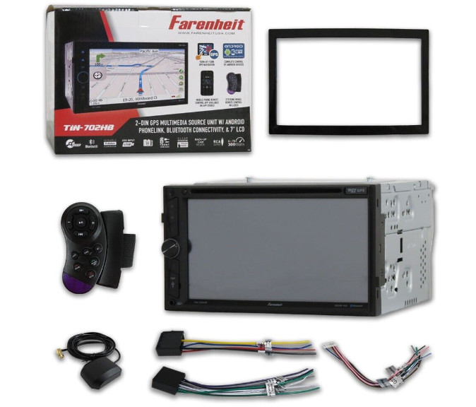 Farenheit TIN702HB 7" LCD Double Din In-Dash DVD Player W/ Bluetooth