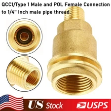 Solid Brass QCC1 Nut Propane Gas Fitting Adapter 1/4" Male Pipe Thread Connector