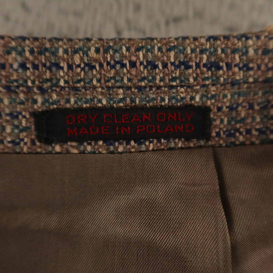 VTG Hopsack Jacket XL Brown Blue Check Houndstooth Wool Silk Blazer 48R - Image 3 of 4