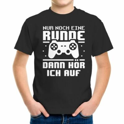 Kinder T-Shirt Nur noch eine Runde Zocker Gamer Spruch lustig Geschenk für