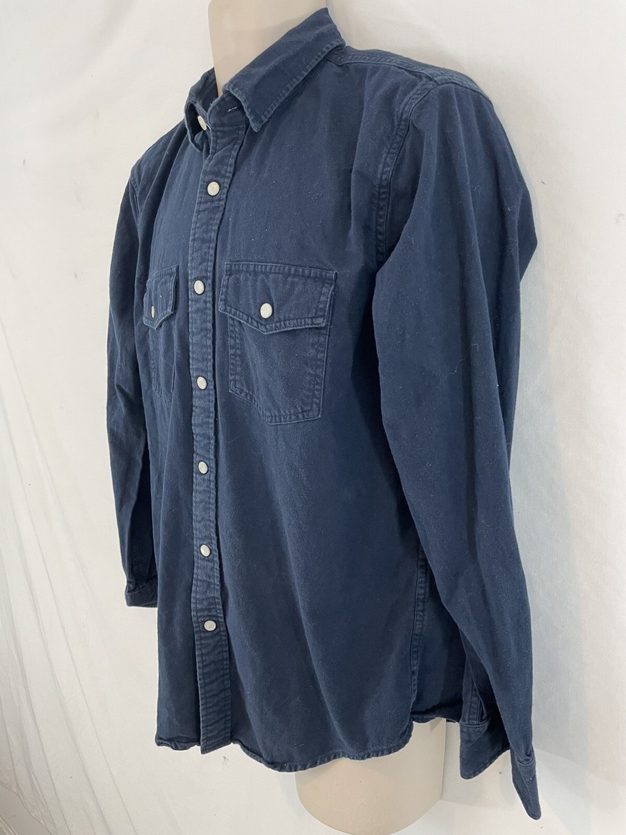 Abercrombie Fitch Mens M Blue Pearl Snap Cotton Denim Shirt