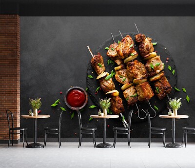 3D Grill Kebab Laden BBQ Q4262 Tapete Wandgemälde Fototapete Selbstklebend Kay