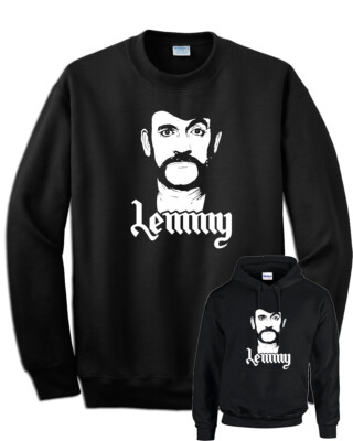 Felpa LEMMY motor head metal rock punk nera con senza cappuccio uomo bimbo volto
