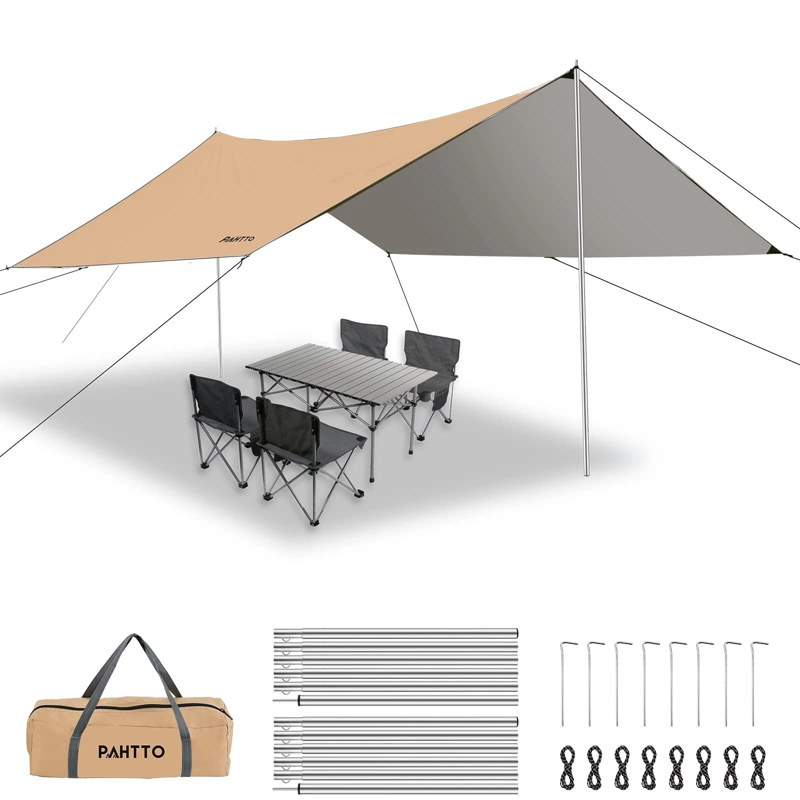 12x10FT Camping Tarp with Poles, Waterproof and Ultralight Survival Tent Tarp