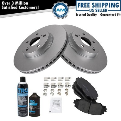 Front Ceramic Brake Pad & Coated Rotor Kit w/Fluids for Corolla Matrix Vibe