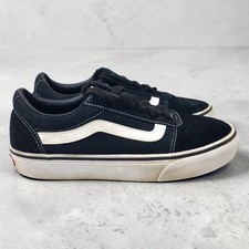 Vans Ward Low Top Sneakers Black White Suede Canvas Skate Shoes Womens 7