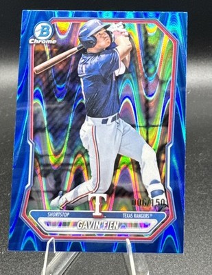 2026 Bowman, Gavin Fien #BCP-126, Blue RayWave Refractor /150, Texas Rangers