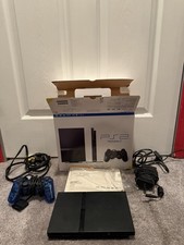 Sony PlayStation 2 Slim Black Console With Controller And Box Tested Working