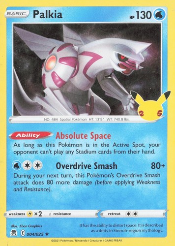 PALKIA 004/025 CELEBRATIONS POKEMON HOLO NM/M