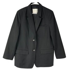 Everlane Black Blazer 12 Button Front Notched Lapel Long Sleeve Oversized Fit