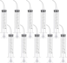 10 Pcs 12Ml Dental Irrigation Syringe with Curved Tip | Disposable Oral Irrigato