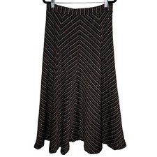Anthropologie x Maeve Women's Chevron Shine Skirt Midi A Line Black Metallic M
